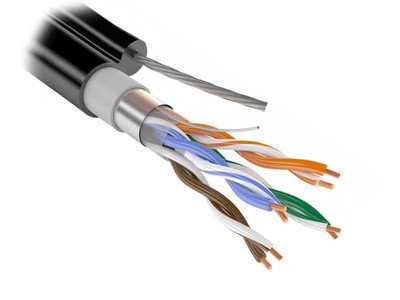 Кабель ST RJ-45 FTP с ТРОСОМ экранированный уличный (outdoor)