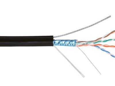 Кабель NETLAN UTP с ТРОСОМ экранированный уличный (outdoor) (EC-UF004-5E-PE-SW-BK) RJ-45